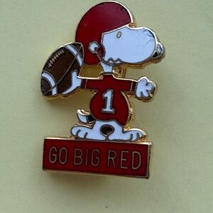 Peanuts Snoopy Football Pin in Red, White & Brown